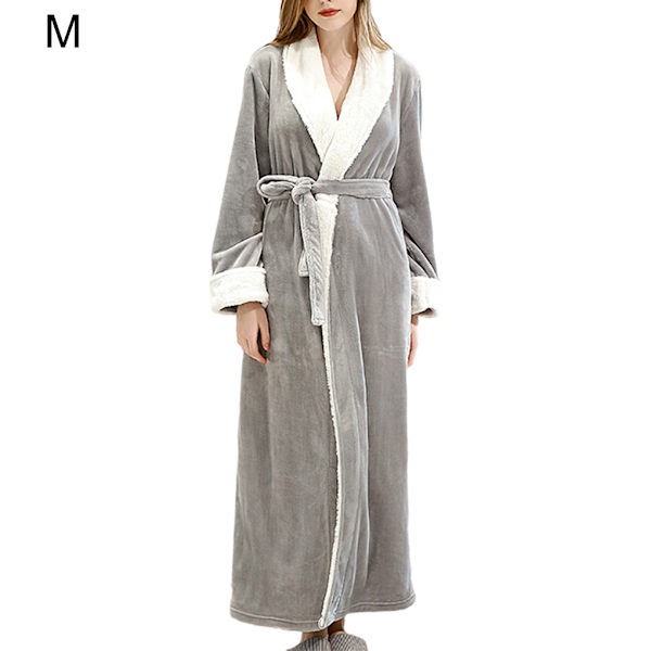 Long Robe Warm Håller badrocken varm Nattlinne Hudvänlig Grey M