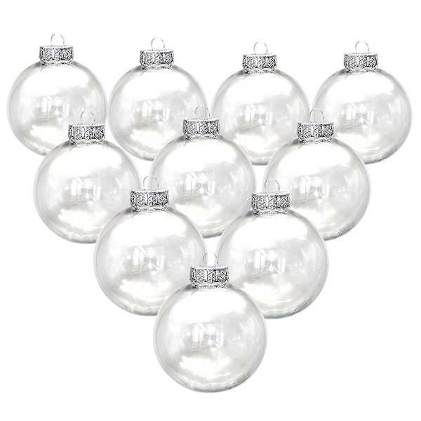 10 stk. gjennomsiktige julekuler hul plast skinnende DIY Tomme pyntegjenstander til fest 6 cm