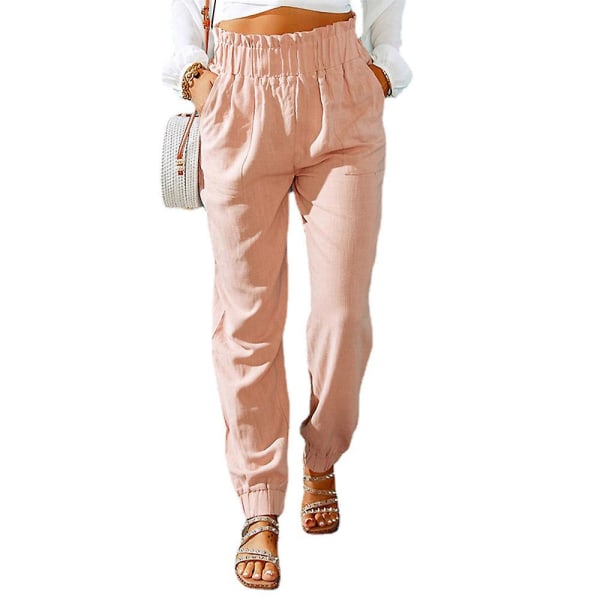 Women's Ruffled Stretch Harem Pants Pink 3XL