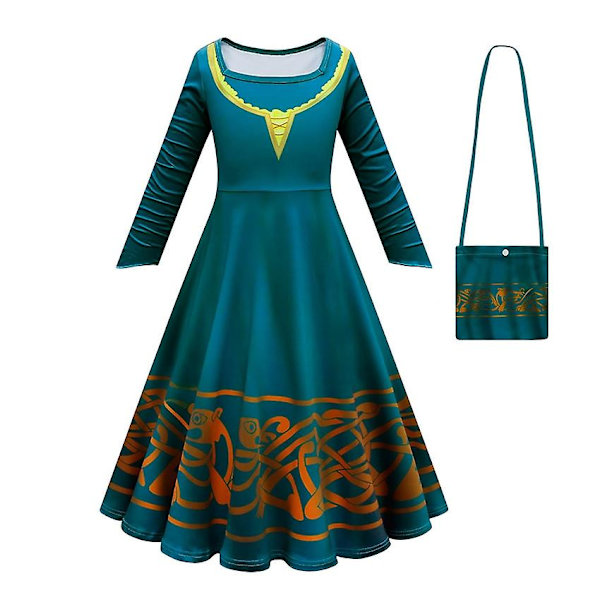 Rohkea Merida Asut Tyttö Takki Halloween Asut Lapsille Neito Haori Asu Merida Cosplay Anime Hieno Puku Karnevaali Fantasia 3pcs 110 (for 100-110cm)