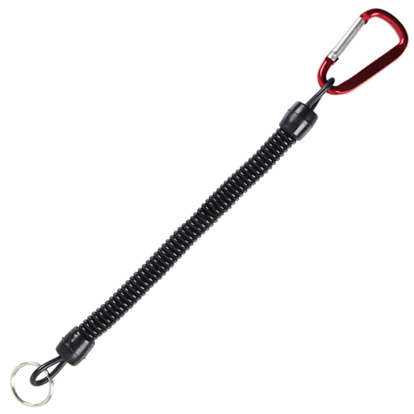 Infällbart fjäder elastiskt rep Säkerhetsredskap för utomhusvandring Camping Anti-förlorad telefon nyckelring 21cm-22cm Red