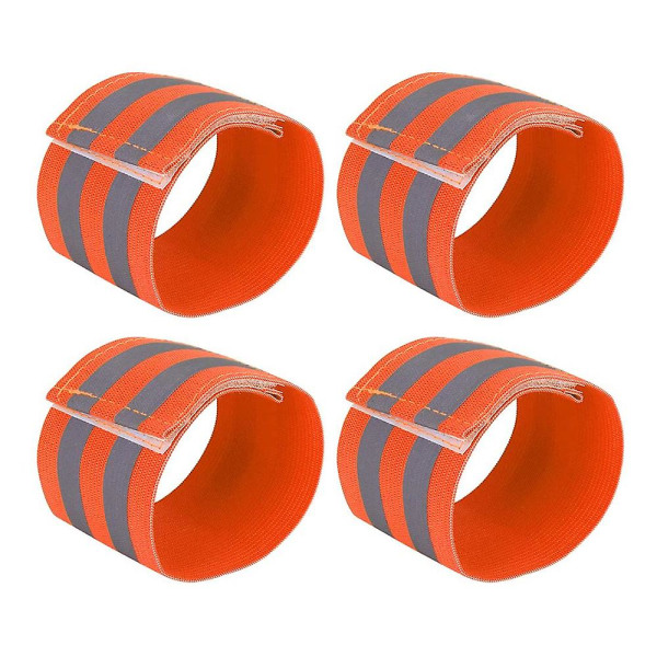 4 refleksbånd ombord for armer, ankler, ben og håndledd orange