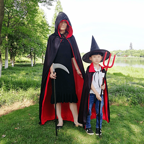 Svart Röd Vändbar Klänning Goth Devil Pirate Vampire Demon style 6 150cm