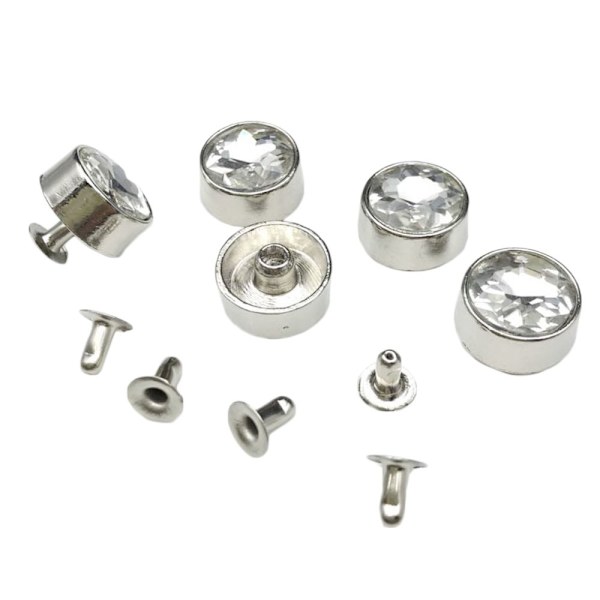 Set Crystal Quick Nitar Nailhead Punk Nitar för Kläddekor Vit