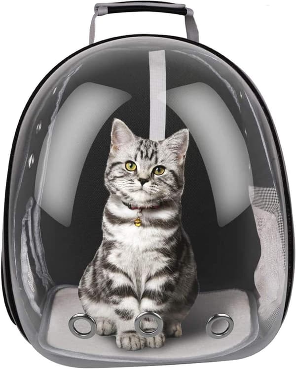 Cat Backpack Carrier Black - FancyWhoop Pet Backpa