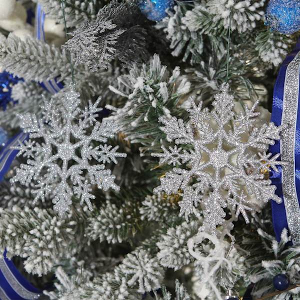Plast Jul Glitter Snowflake Ornament Julgran