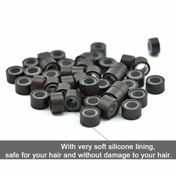 2500st Hårförlängningar Micro Rings Links Beads, 5mm Silikon