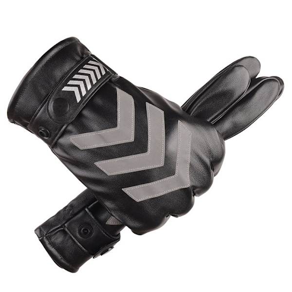 Vinter Herr PU Läder Vante Håller Varm Vindtät Outdoor Reflec Black