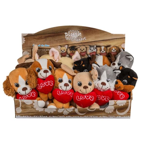 Krammedyr / Teddybjørn - Hund med Hjerte - 14 cm multicolor