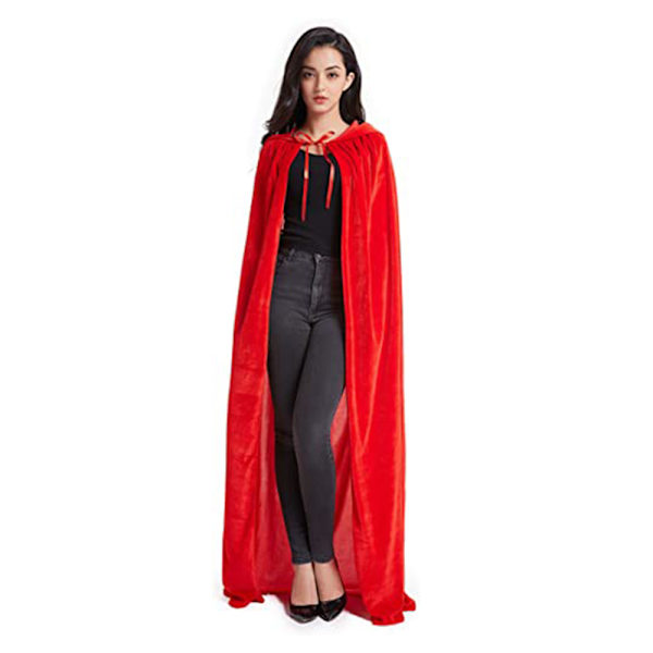 Hooded mantel Unisex vuxen mantel med huva Halloween jul Red L