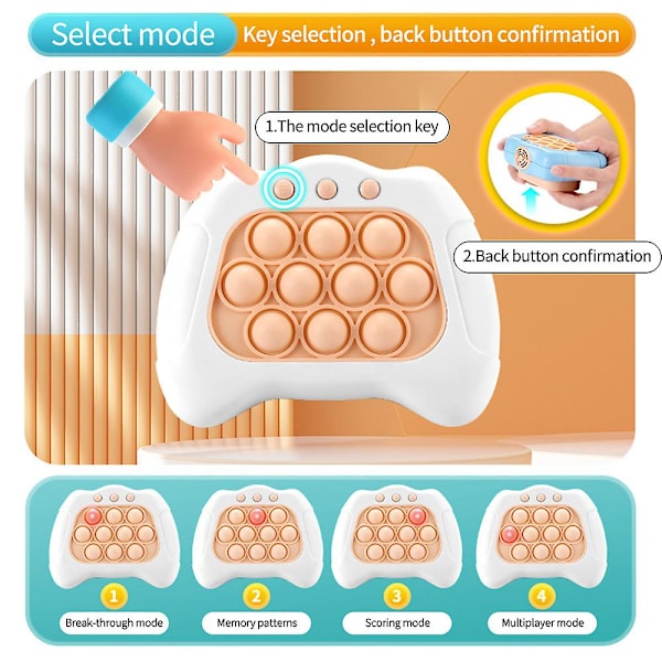 Elektriskt banbrytande pussel Pop It konsol Stress relief Fidget Toy Quick Push Bubble-spelkonsol för barn