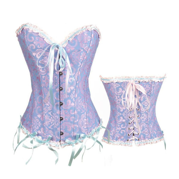 Jacquard vest shapewear, stropløs korset Blue M