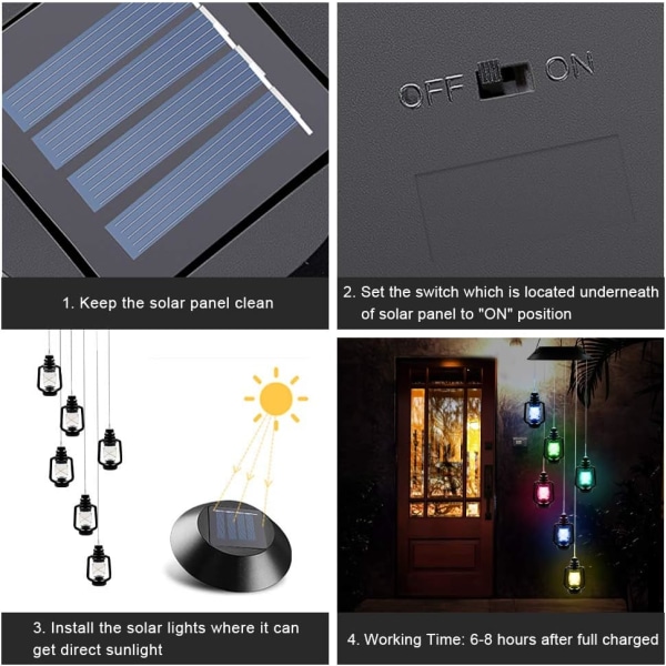 Lanterner Solar Wind Chimes for eksterne LED-lys, fargeskiftende vanntette Windchimes Unique Outdo