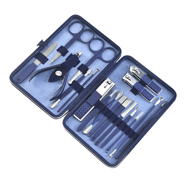 4/7/10/12/15/18st Rese Pedikyr Manikyr Set Nagelvård Clipper Sax Kit Tool Grooming Rostfritt Stål Set PU Väska 18 sets
