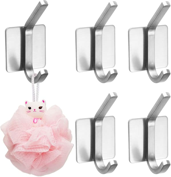 5 itsekiinnittyvän koukun sarja, ruosteenkestävä ja vedenpitävä pyyheteline