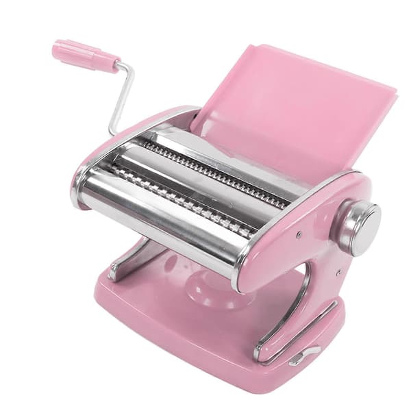 Pastamaskin Sugertype Husholdning Rustfritt Stål Liten Multifunksjon Nudelpresse Manuell Nuddelvalsemaskin Rosa Sugekopp 2 Kniver