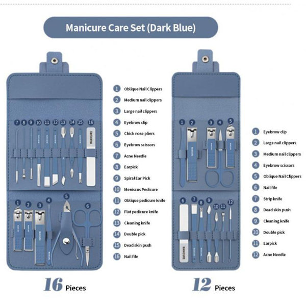 Set Nagelmanikyrverktyg LILA 16 ST 16 ST