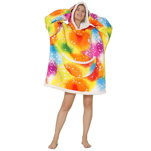 Oversized sweatshirt med luvtröja Mjuk varm fleecebadrock L