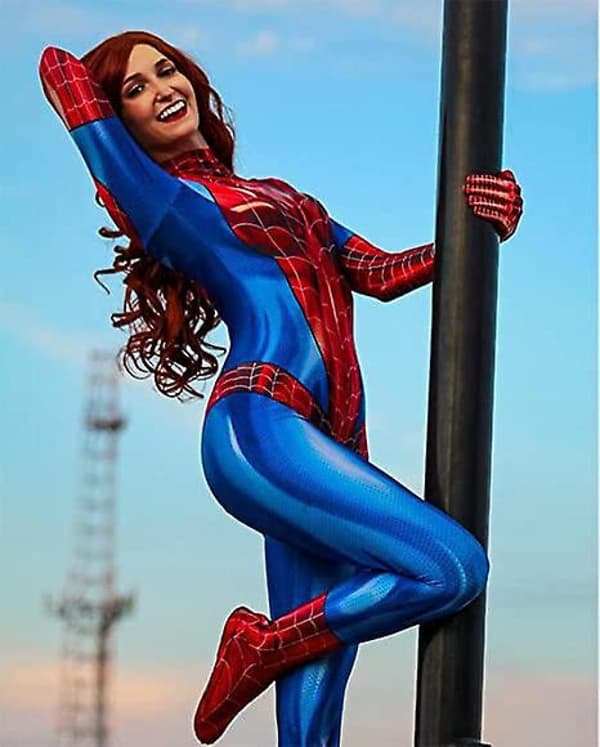 Kvinder Edderkoppemønster Bodysuit Halloween Superhelt Pige Cosplay XS