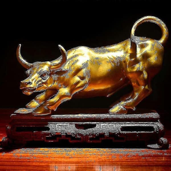 Feng Shui Fortune Messing Okse Statue, Skulptur Gylden Kobber Okse Representerer God Karriere
