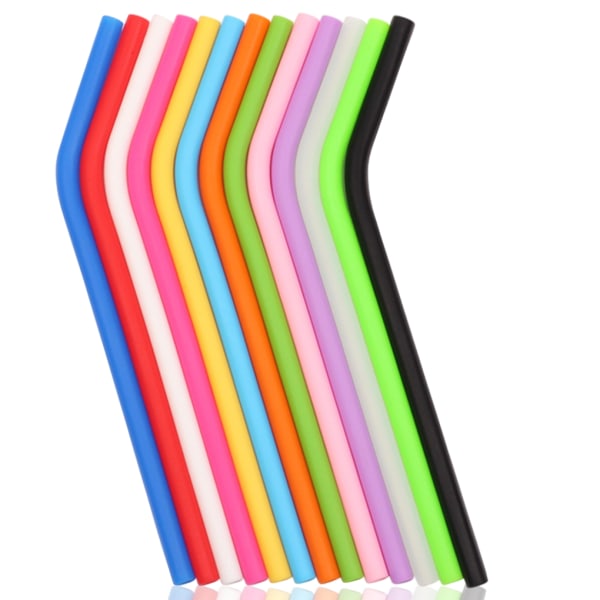 Silikoni Uudelleenkäytettävät pillit Juomatarvikkeet Juomat 8pcs random color