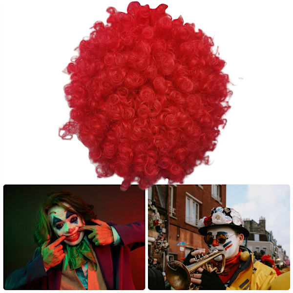 Hår färgglada peruker Clown Cosplay Masquerade Frisyr Halloween bright red