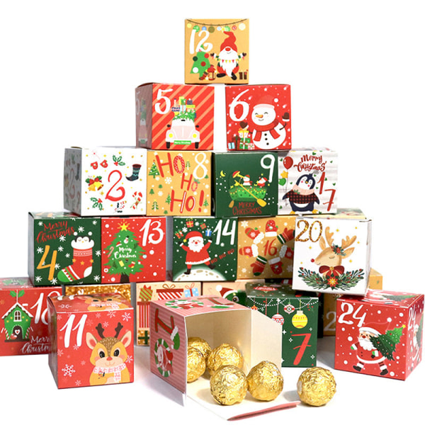 Jul Adventskalender Lådor 24 Dagar Lådor Papper Advent Coun Random Color one size