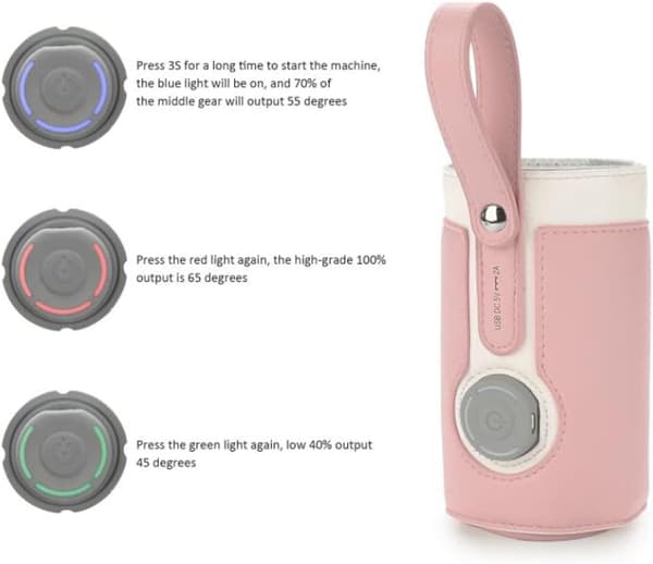 #(rosa) USB flaske termostatisk varmer med tre-nivå justering#