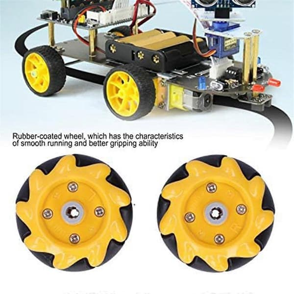 Mecanumhjul, 48mm Omni-direksjonelt Hjul Smart Robotbil Tilbehør DIY Leketøykomponenter