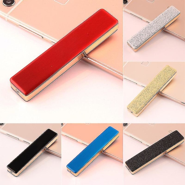 Elektrisk tändare USB Uppladdningsbar Flamlös Vindtät Smal Design Med USB -kabel Matte Silver