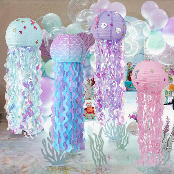 Sjöjungfru festdekoration DIY hängande manetlykta Purple