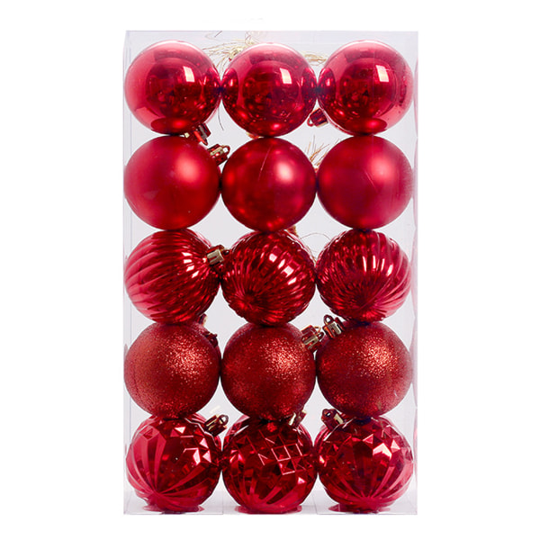 6cm julkulsprydnader 30 st Liten splittersäker red