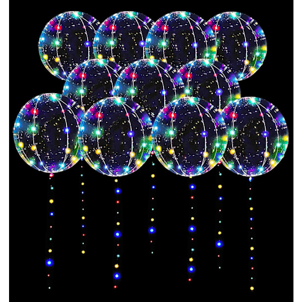 LED-balloner 10 stk. Light Up Balloons 20 Inches Clear Helium Bobo