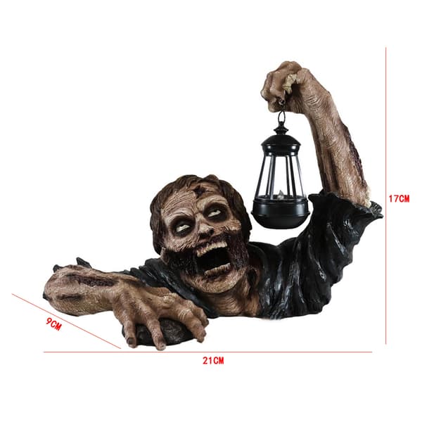 Skräck Crawling Zombie Lykta Trädgård Staty Halloween Dekor