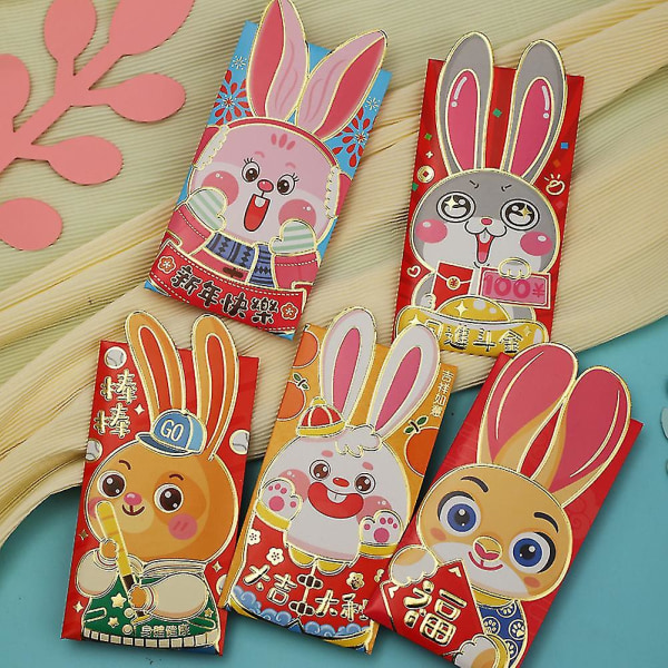 Year Of The Rabbits Red Packet 2023 Kinesiskt nyår Röda kuvert Söt tecknad 3d Luckies Money F