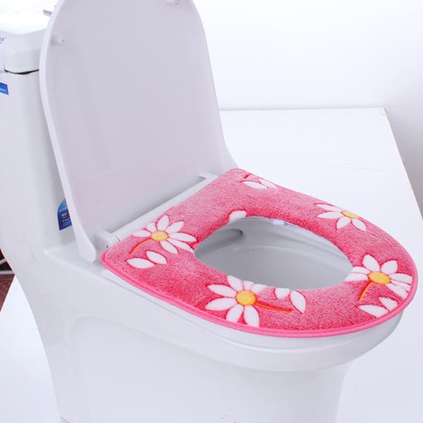 Yleiskäyttöinen kukallinen WC-istuin pitämään WC:si lämpimänä ja pink