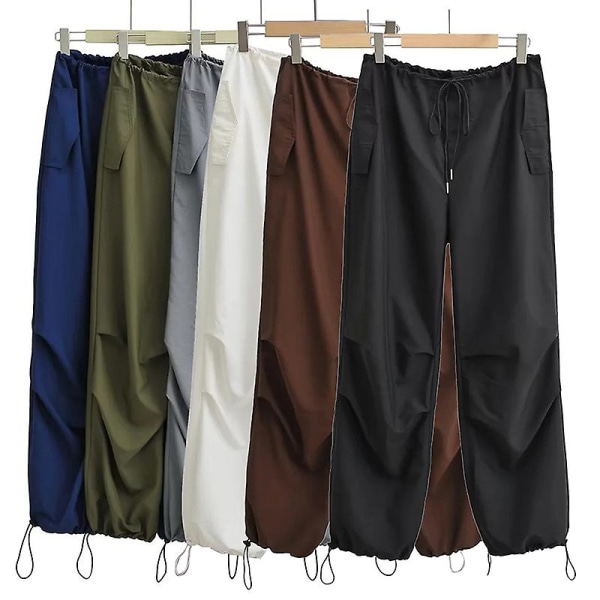 Løse sommerbukser for kvinner Mote Beam Casual Bukser Military green S