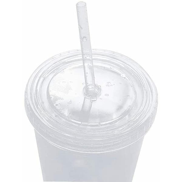 Dobbeltlags gjenbrukbart kopplokk med gjenbrukbare sugerør Kaffe Smoothie