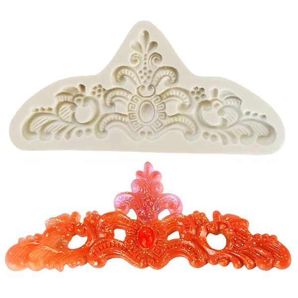 Fondantform Ikke-klæbende Nem Afstøbning Fødevaregodkendt Retro Prægningsmønster Krone Cupcake Topper Form Bageudstyr
