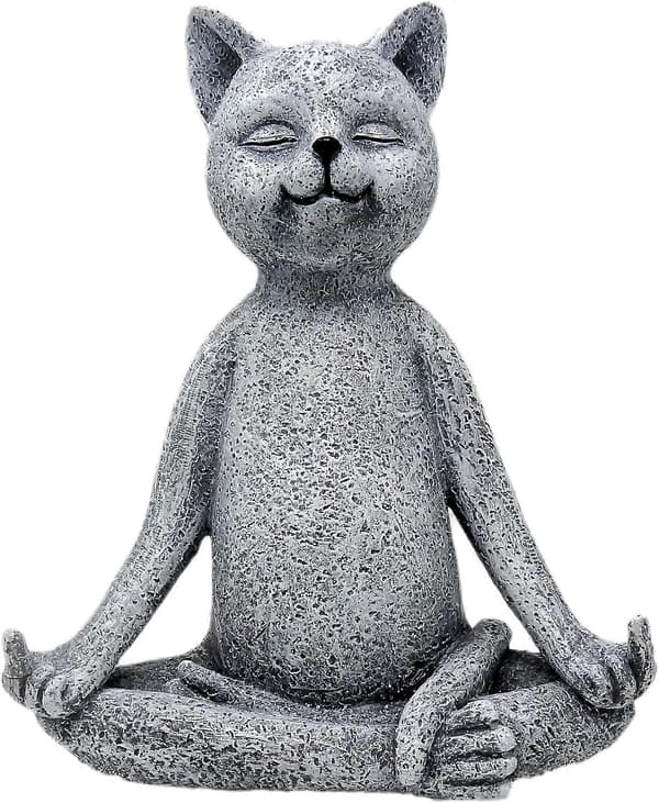 Mug Hagegnomstatue - Langfingerkatt - Innendørs/Utendørs Hage