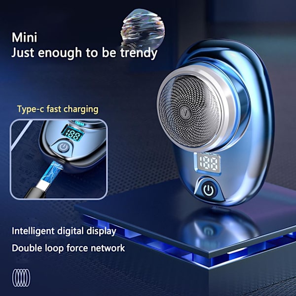 Mini-Save Bærbar Elektrisk, USB genopladelig lommeformat Elektr Blue  one size