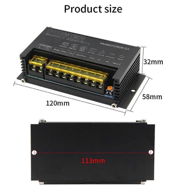12V relébryter strømforsyning for elektronisk adgangskontrollsystem PUSH COM GND 5A 100-245V spenningsomformer regulator