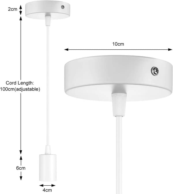 2 metall pendellampeholder E27 med pendelkabeltau 100CM su