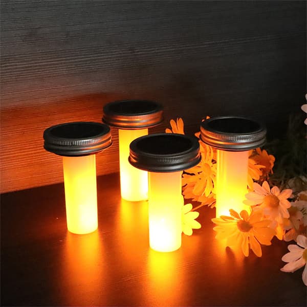 LED Solar Jar Locks Lampor Flimrande Flame Solar Powered Glasburk för Halloween Xmas Dekor Solar Lanterns 4 pieces