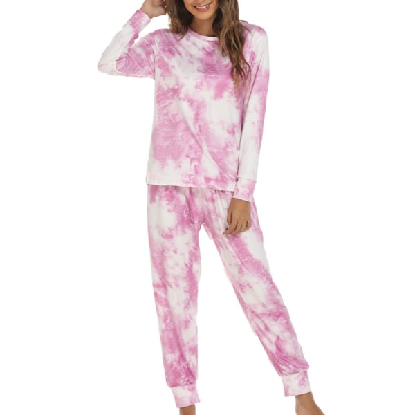 Kvinder Crew Neck Lounge Sæt Tie Dye Natøj Style-C M