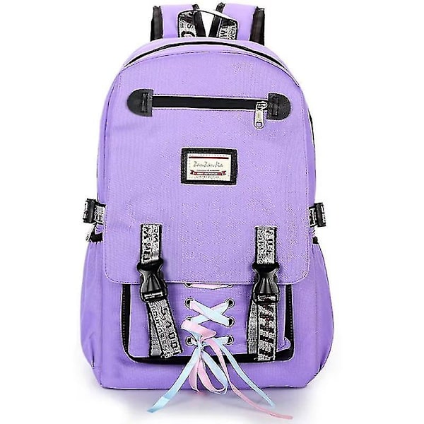 Ryggsäck Skolväskor För tjejer Nylon Vattentät College Ryggsäck Mode Casual Purple