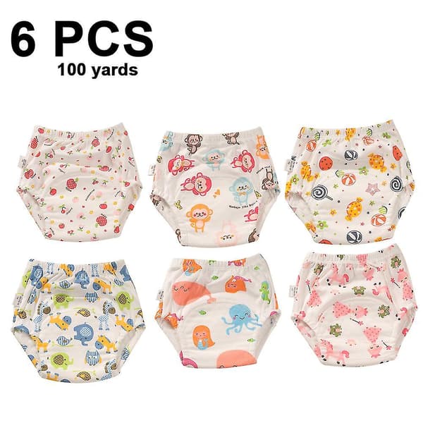 Unisex bomull Återanvändbar potträningsbyxa Andas 6-pack 100 style 4