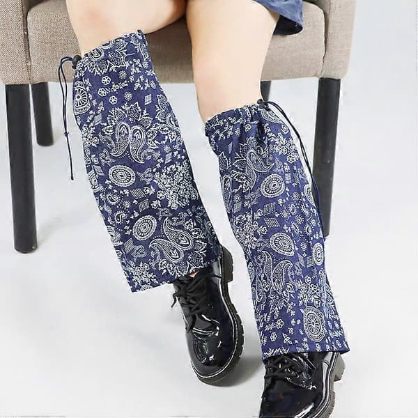 Dame Gotisk Snøring Denim Benvarmer Paisley Blomster Løse Fotdekselsokker