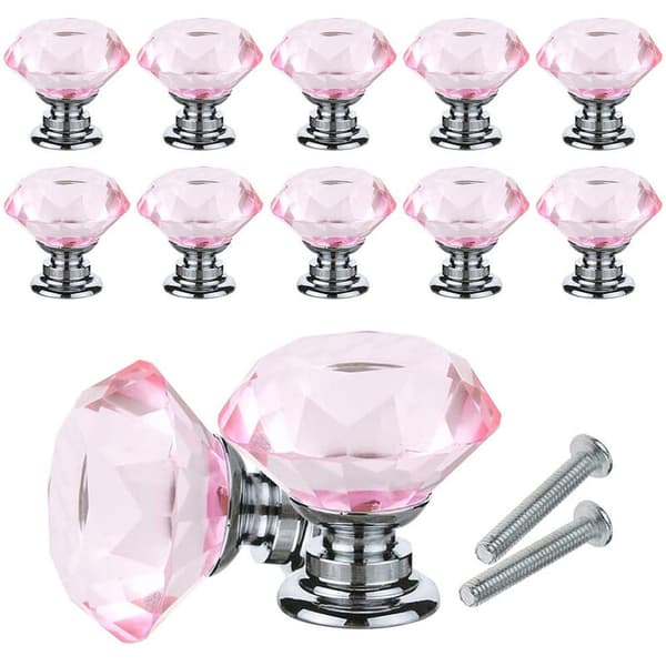 10 styk Crystal Dørknapper 30mm Diamant Skuffehåndtag med Skruer