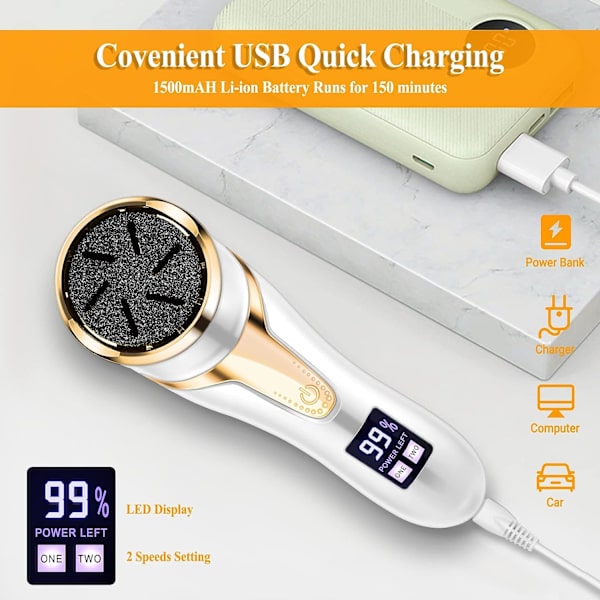 Sähköinen jalkaraspi, pedikyyrisetti karvanpoistoon, USB-lataus